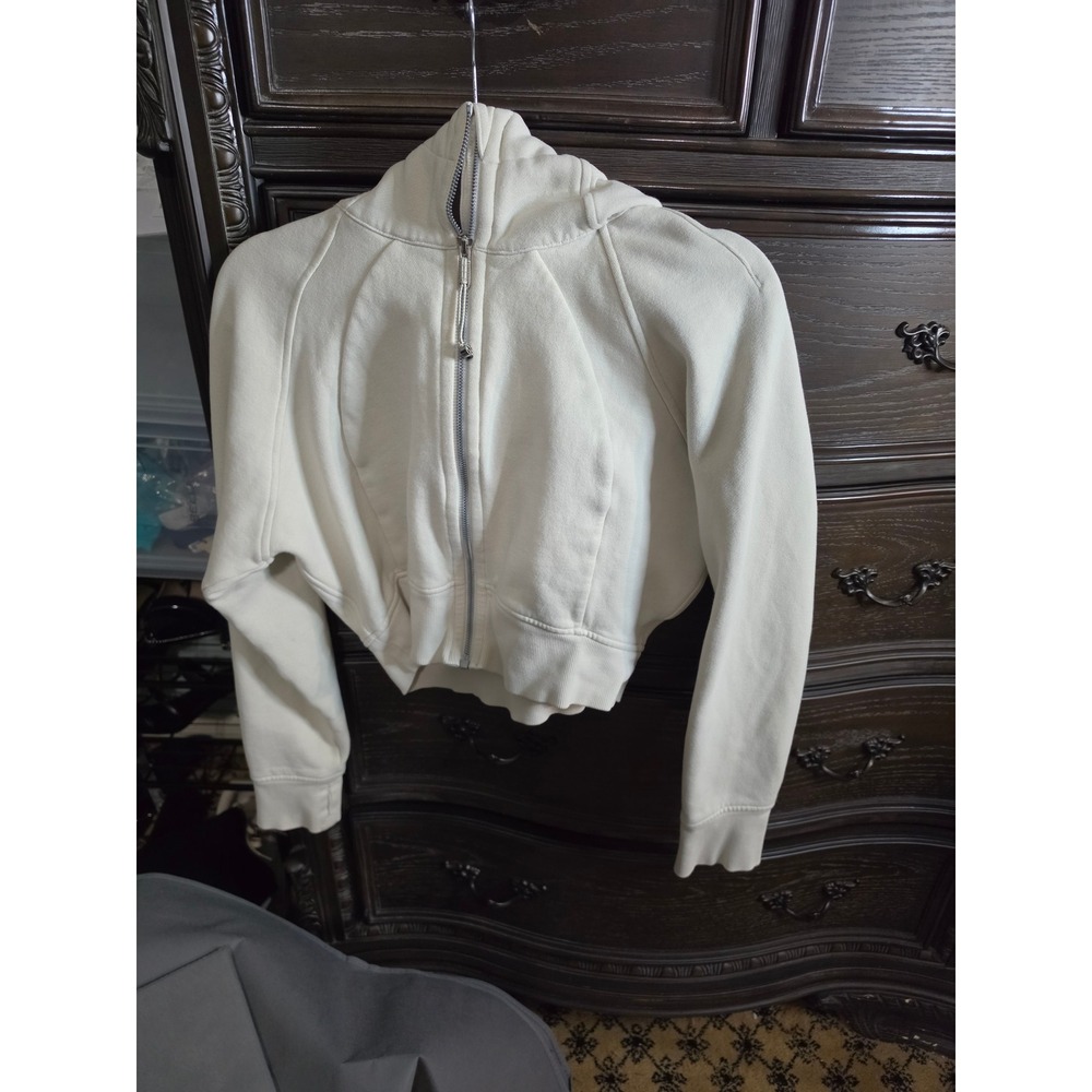 Lululemon Scuba Oversized Full Zip Hoodie Cropped Cream White Sweatshirt